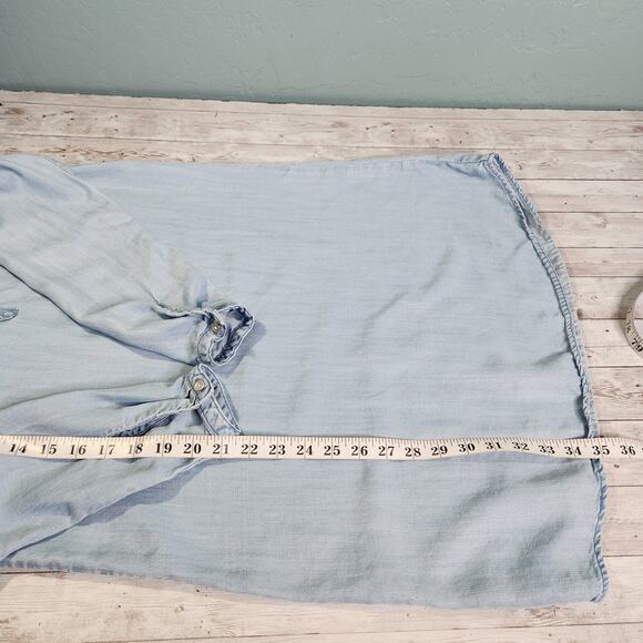 Anthropologie Cloth & Stone Ruffle Chambray Dress Size Small - Picture 9 of 10